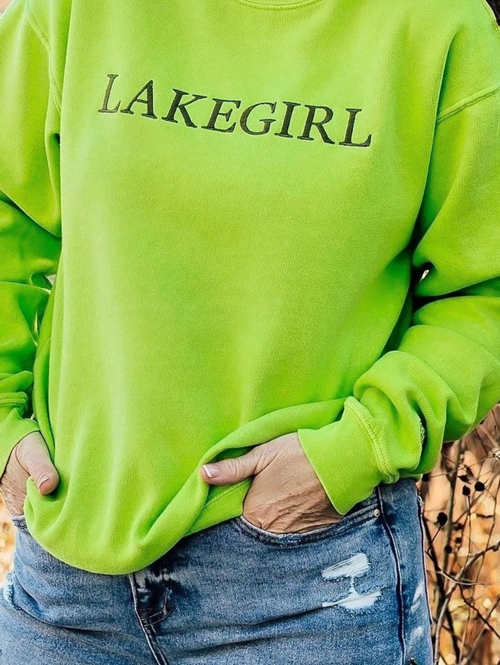 Lakegirl Ringspun Fleece Crew Neck Apple Green Sweatshirt